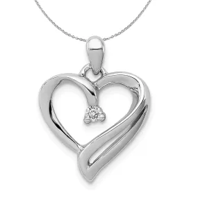 .05 Carat Diamond Scroll Heart Pendant in Sterling Silver Necklace