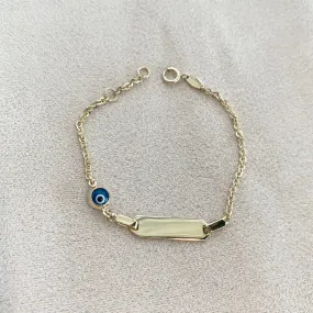 10k Gold Children's Evil Eye ID bracelet - Engravable