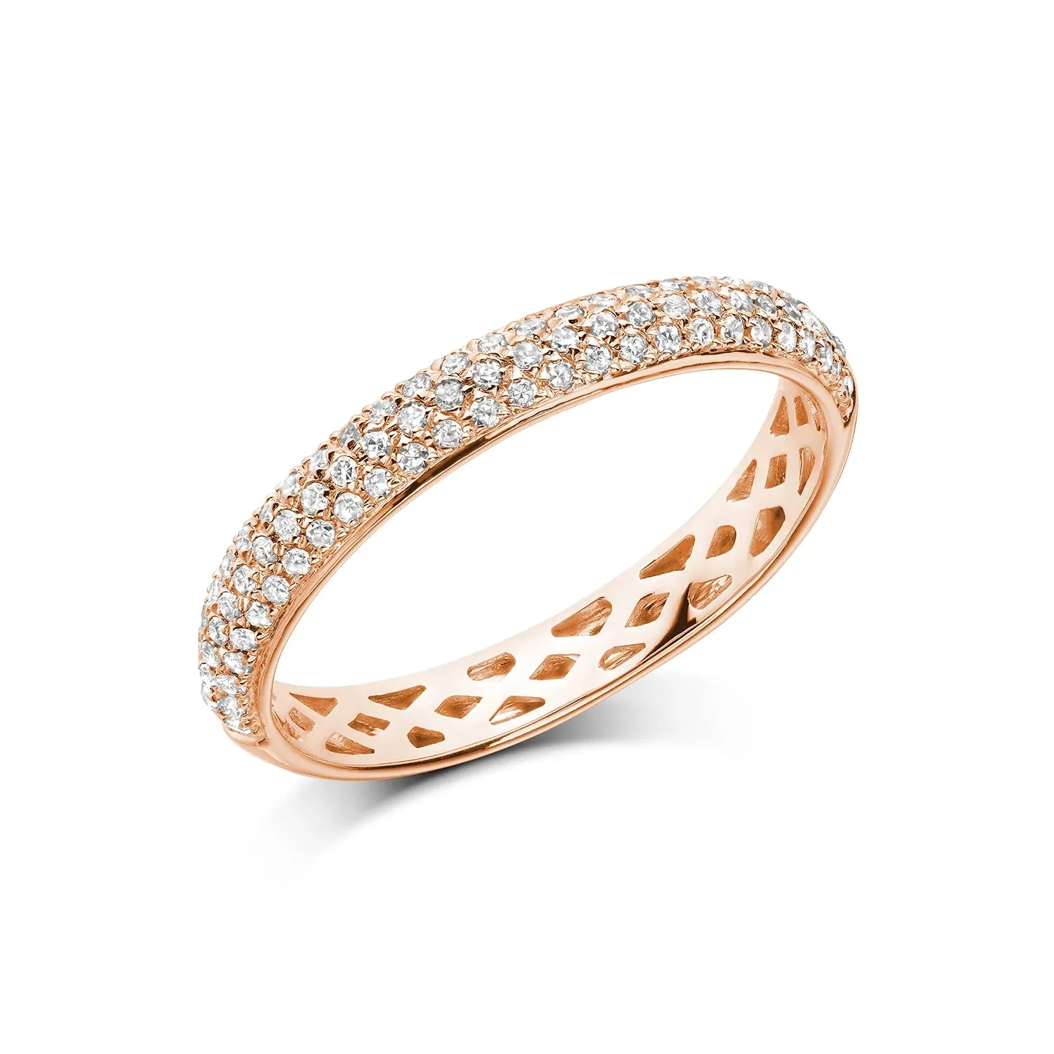 10k Semi Eternity Pave Diamond Ring