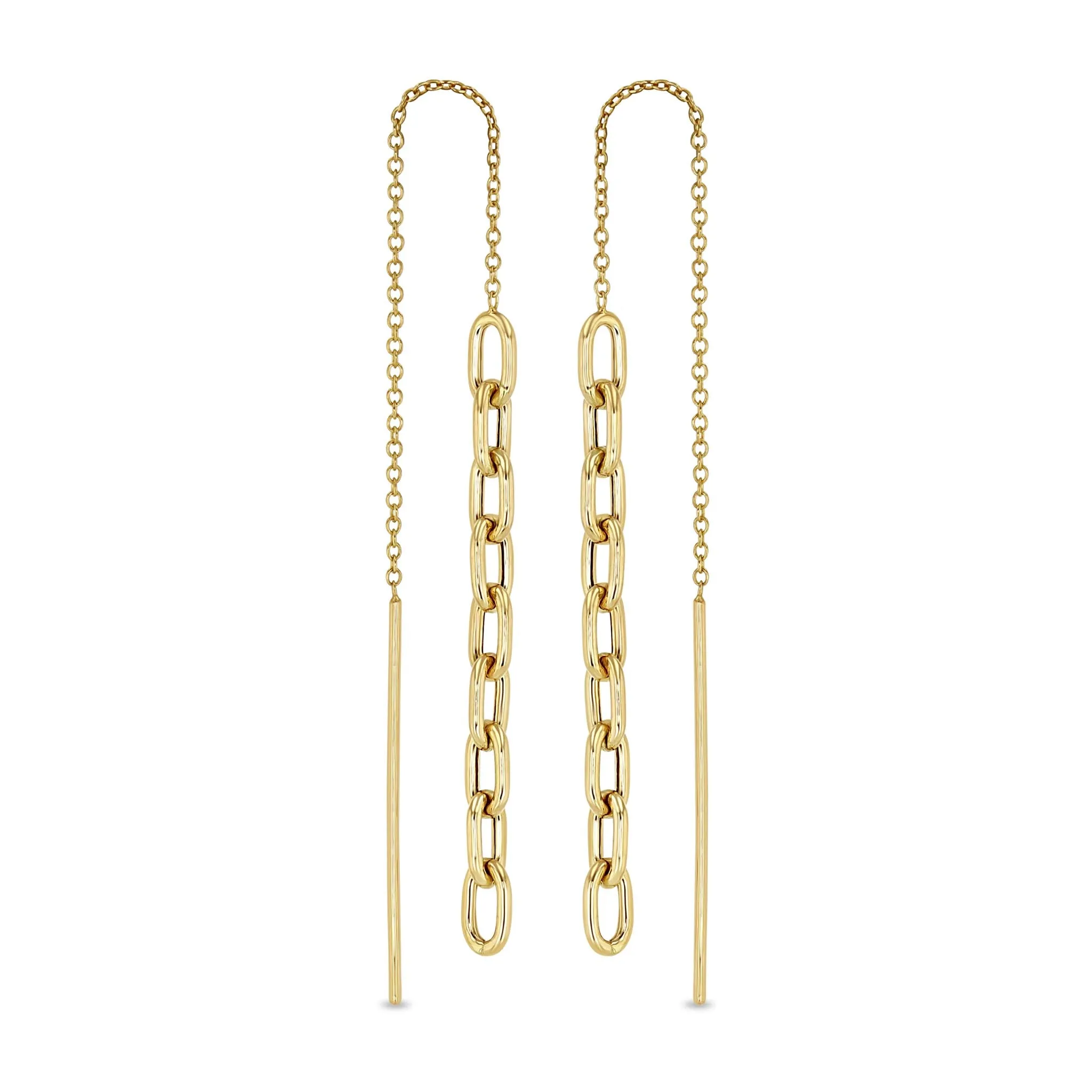 14k Gold Medium Square Oval Link Chain Drop Threaders