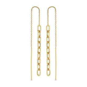 14k Gold Medium Square Oval Link Chain Drop Threaders