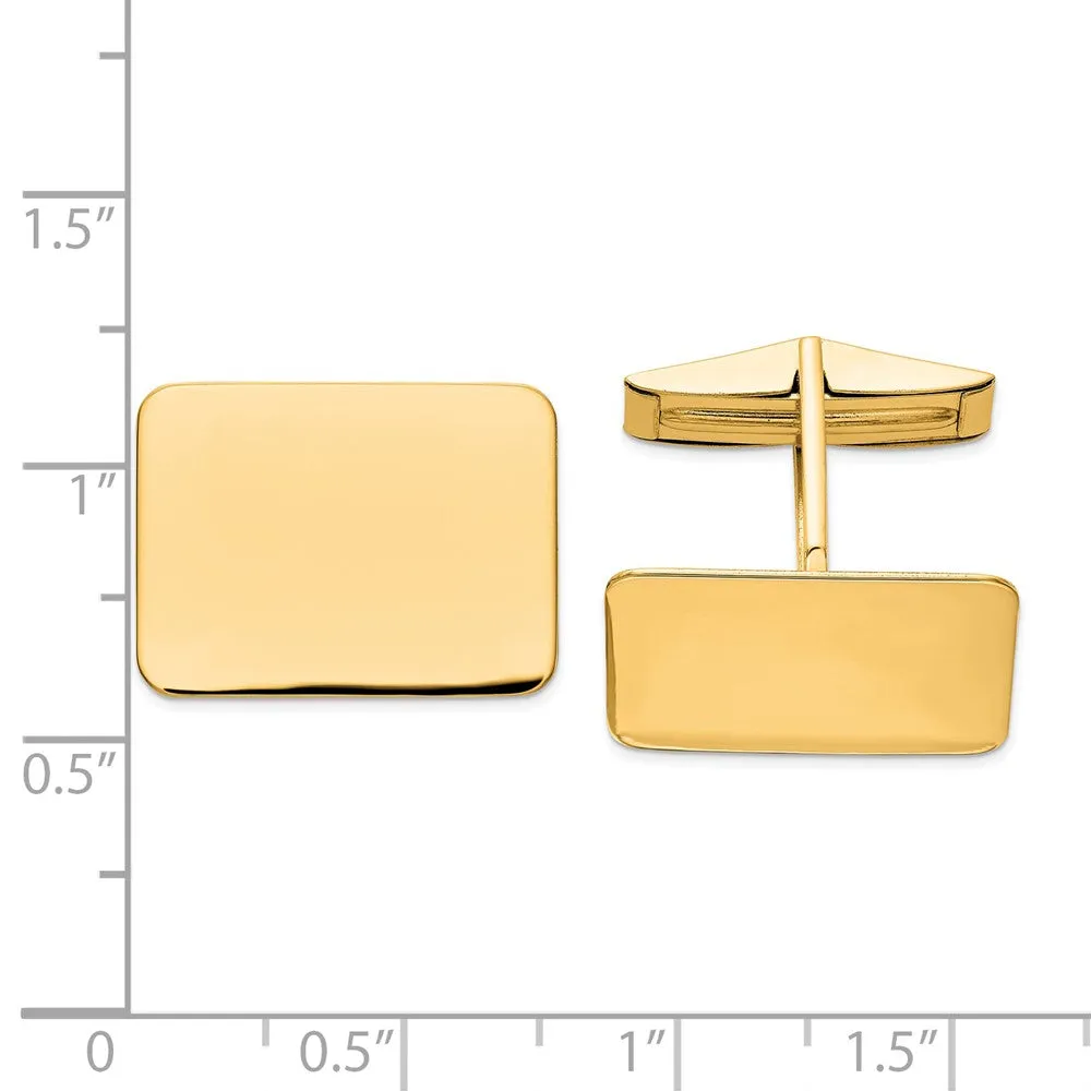 14k Real Gold Men's Rectangular Cuff Links