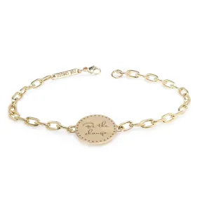 14k Small Mantra Medium Square Oval Link Bracelet