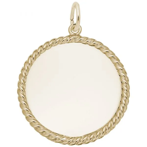 14K Yellow Gold Medium Rope Disc Charm