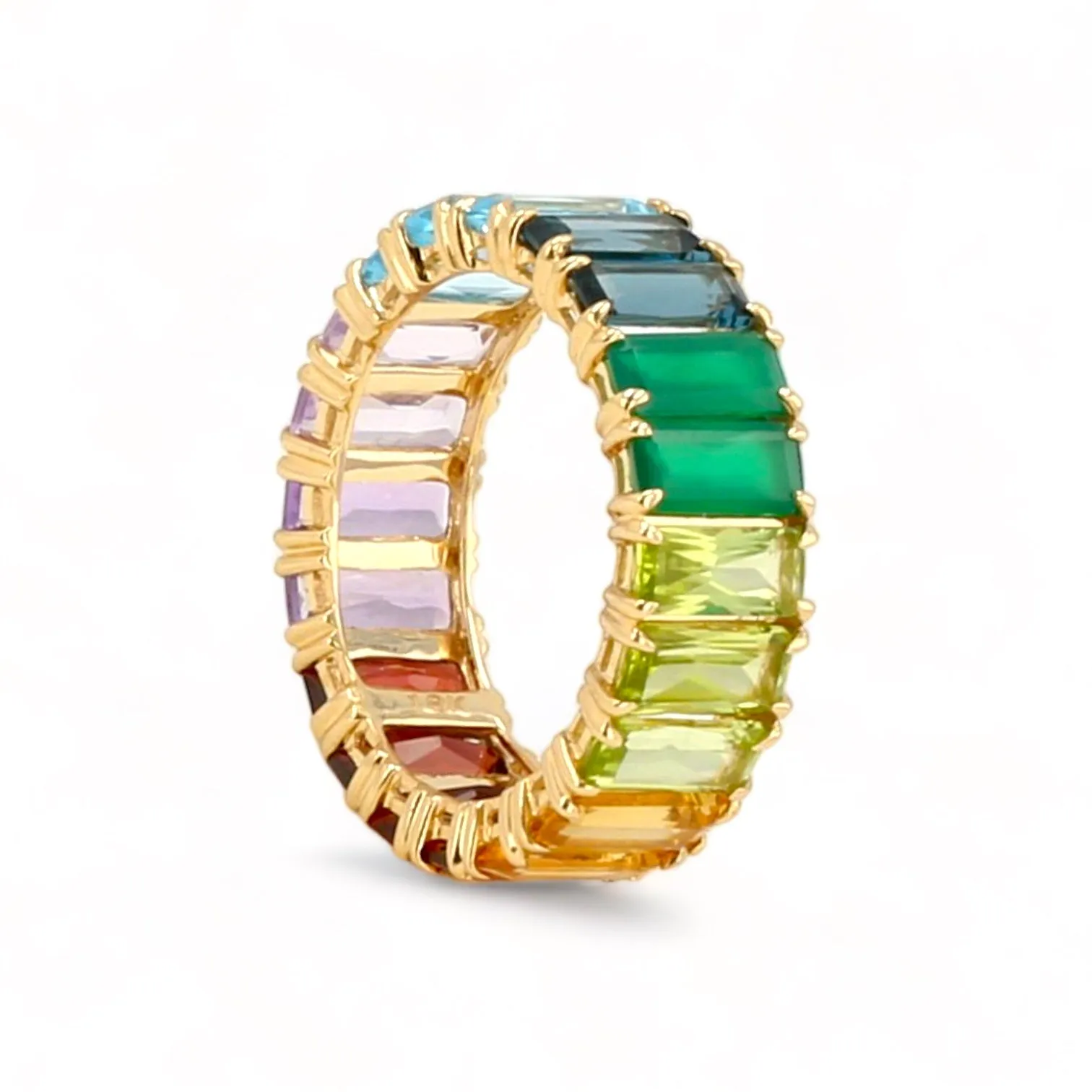 14K Yellow gold original EFFY rainbow infinity ring band-10055