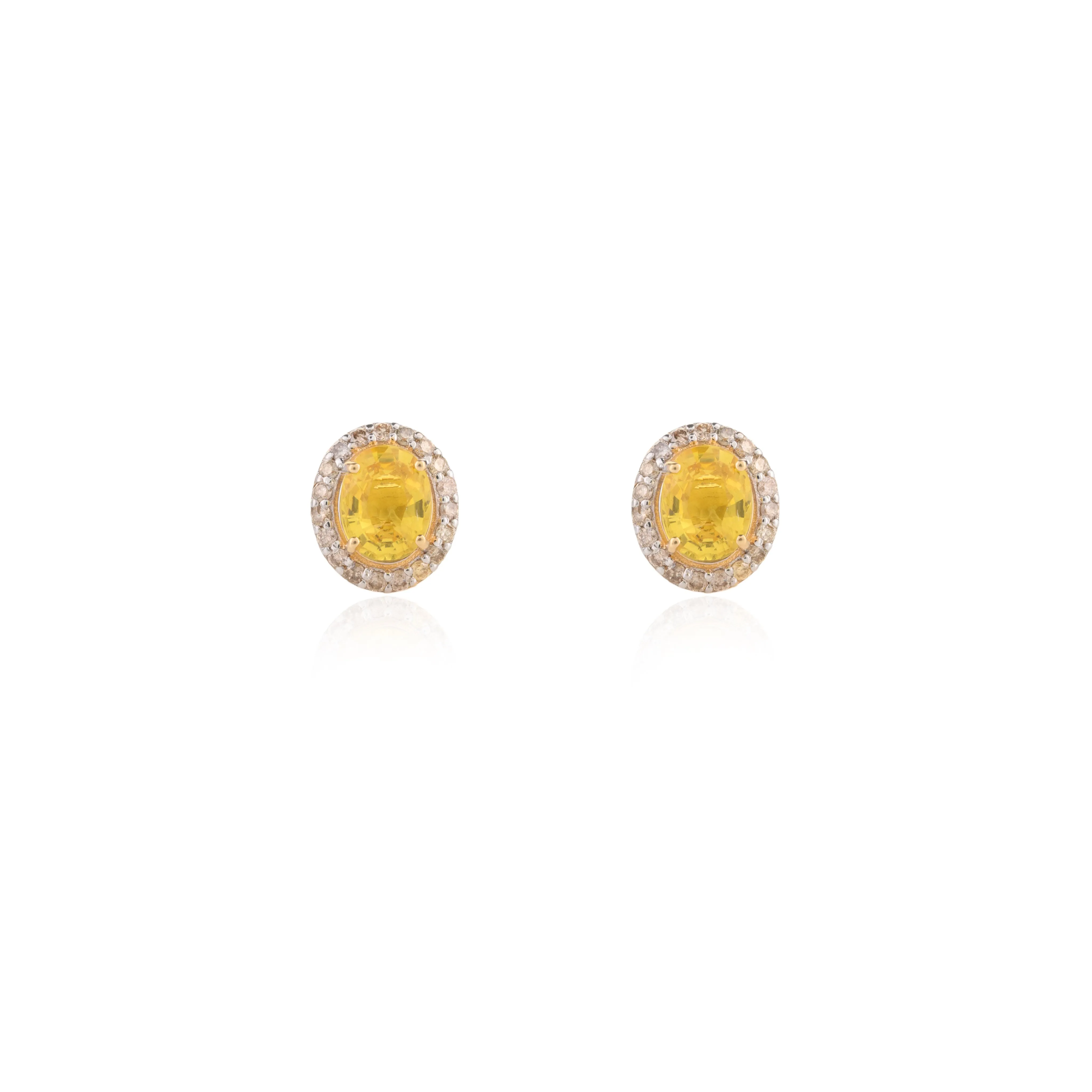 18K Gold Yellow Sapphire Oval Studs