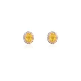 18K Gold Yellow Sapphire Oval Studs