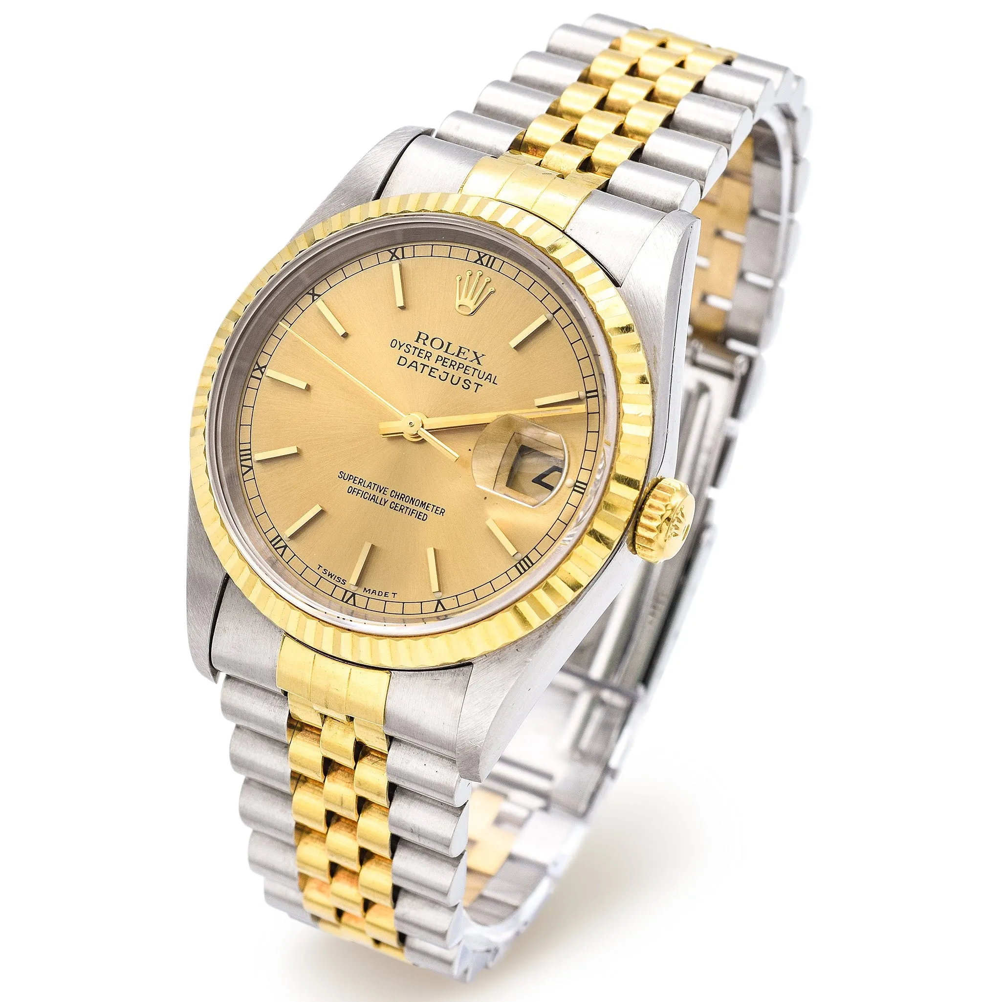 1995 Rolex Datejust 18K Gold Stainless Steel Watch Ref 16233 Men's