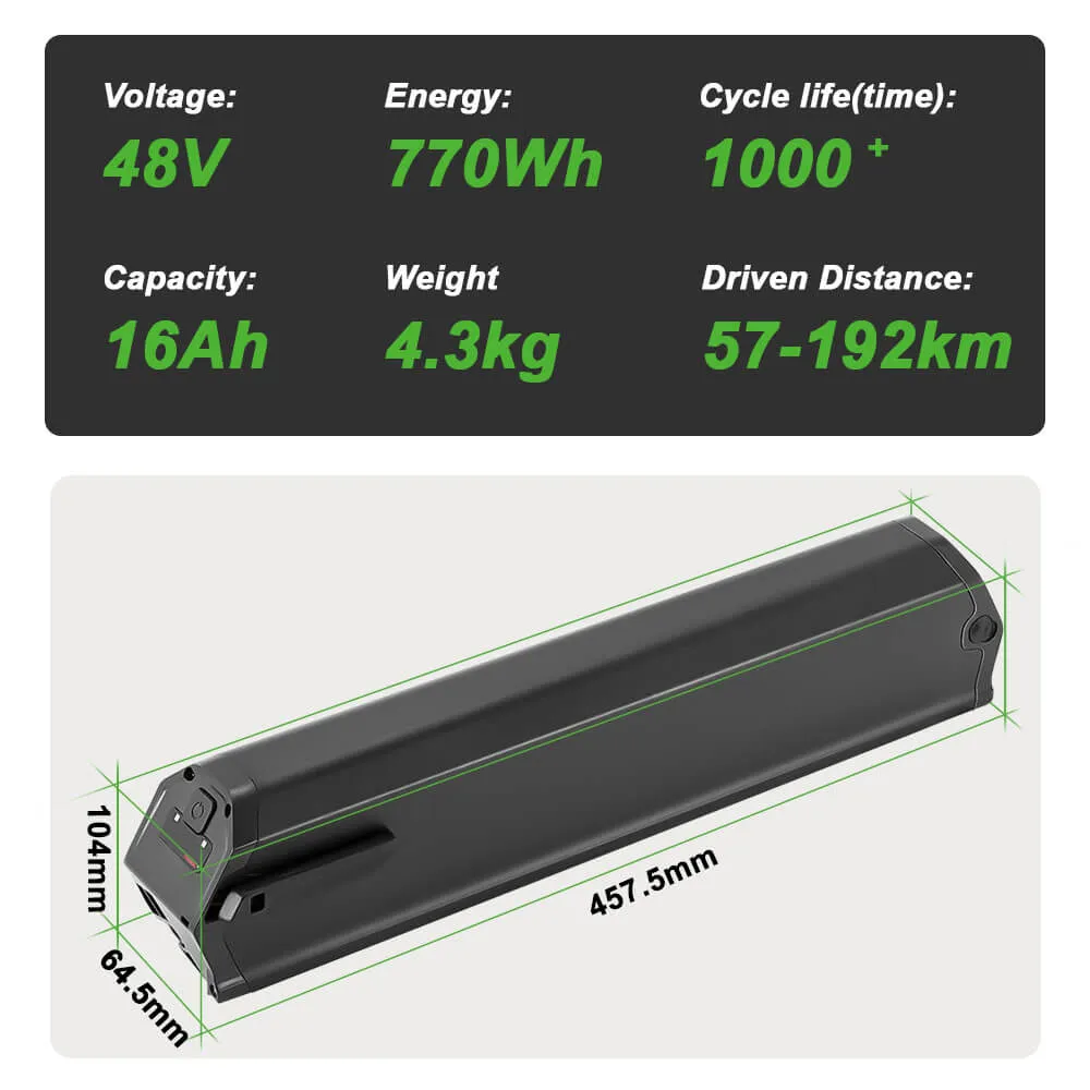 48V13Ah/16Ah Reention Dorado-Plus Li-ion E-bike Battery