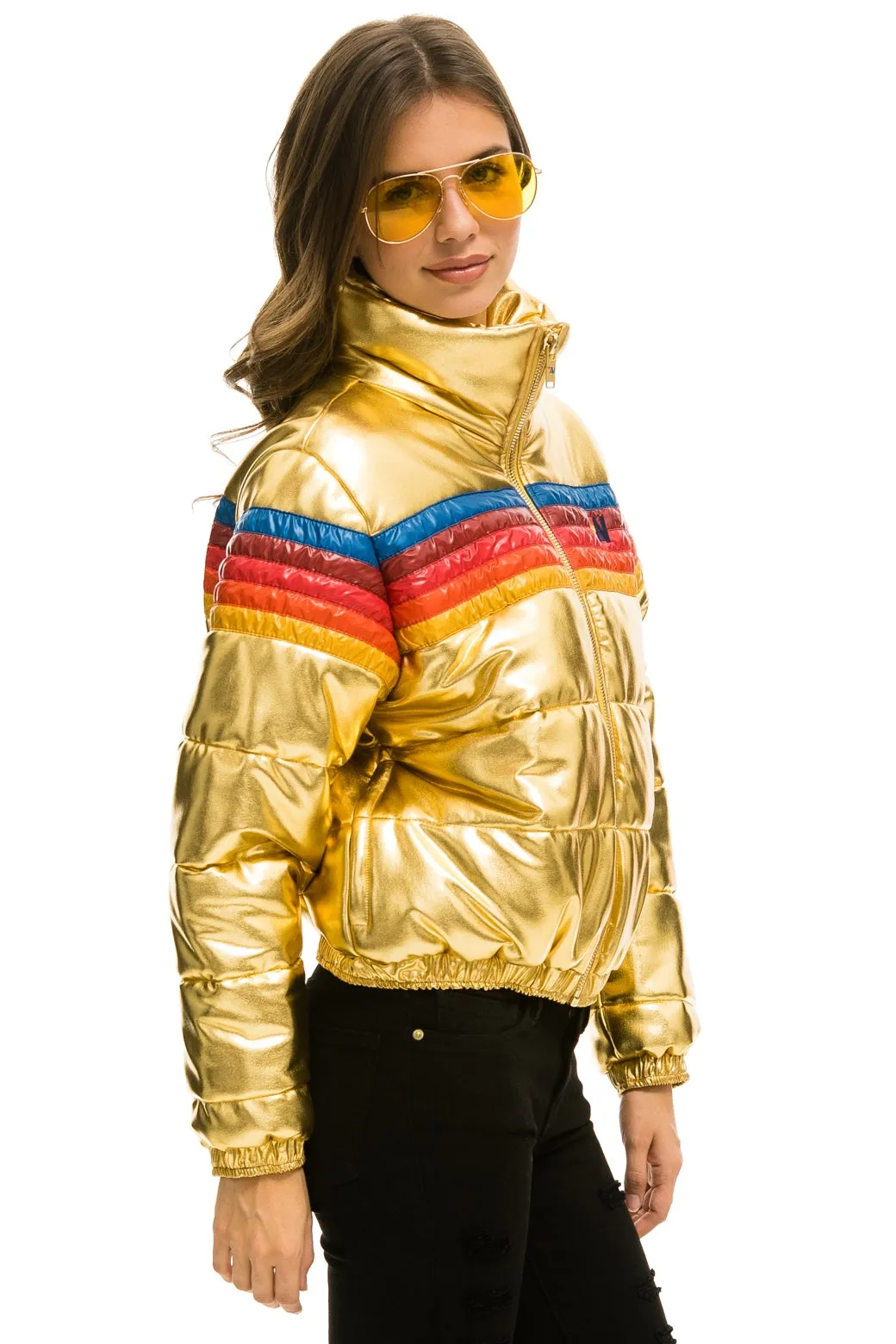 5 STRIPE LUXE APRES PUFFER JACKET - GLOSSY GOLD