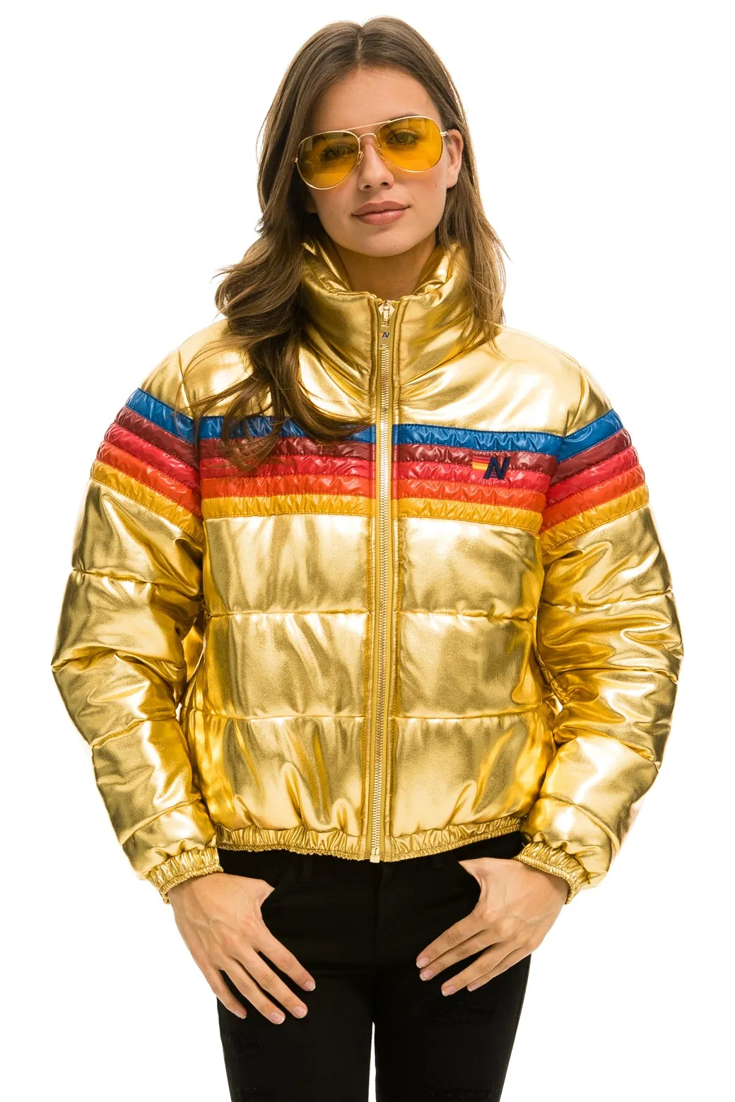 5 STRIPE LUXE APRES PUFFER JACKET - GLOSSY GOLD