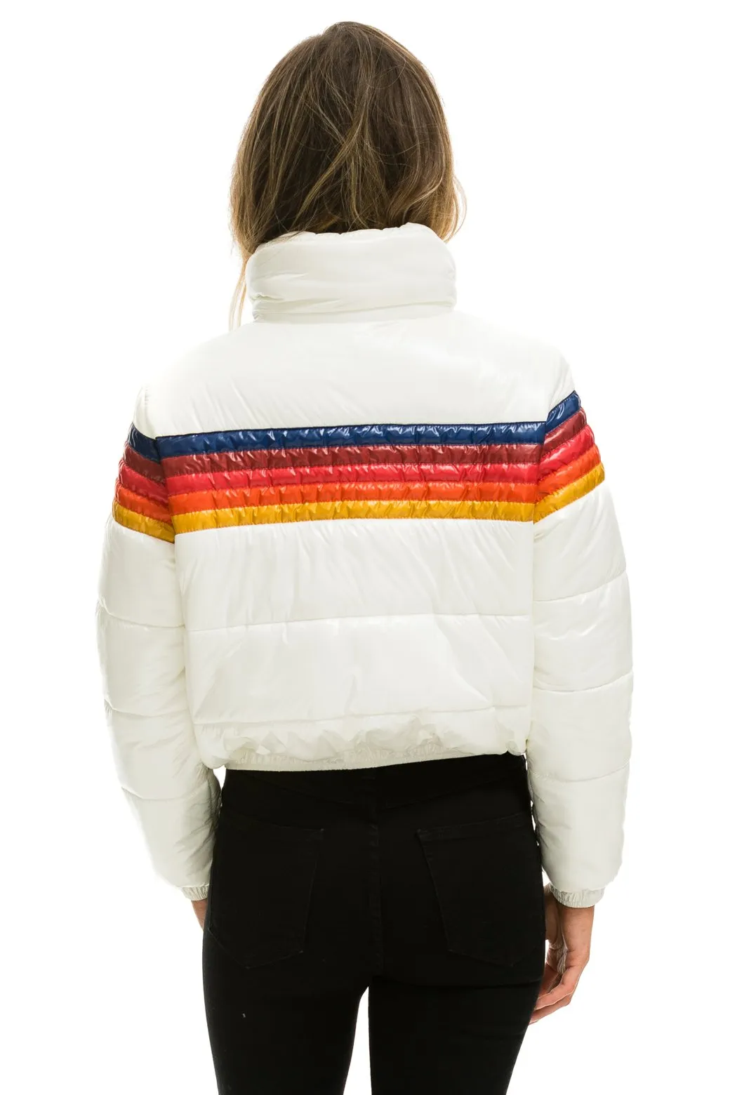 5 STRIPE LUXE APRES PUFFER JACKET - GLOSSY WHITE