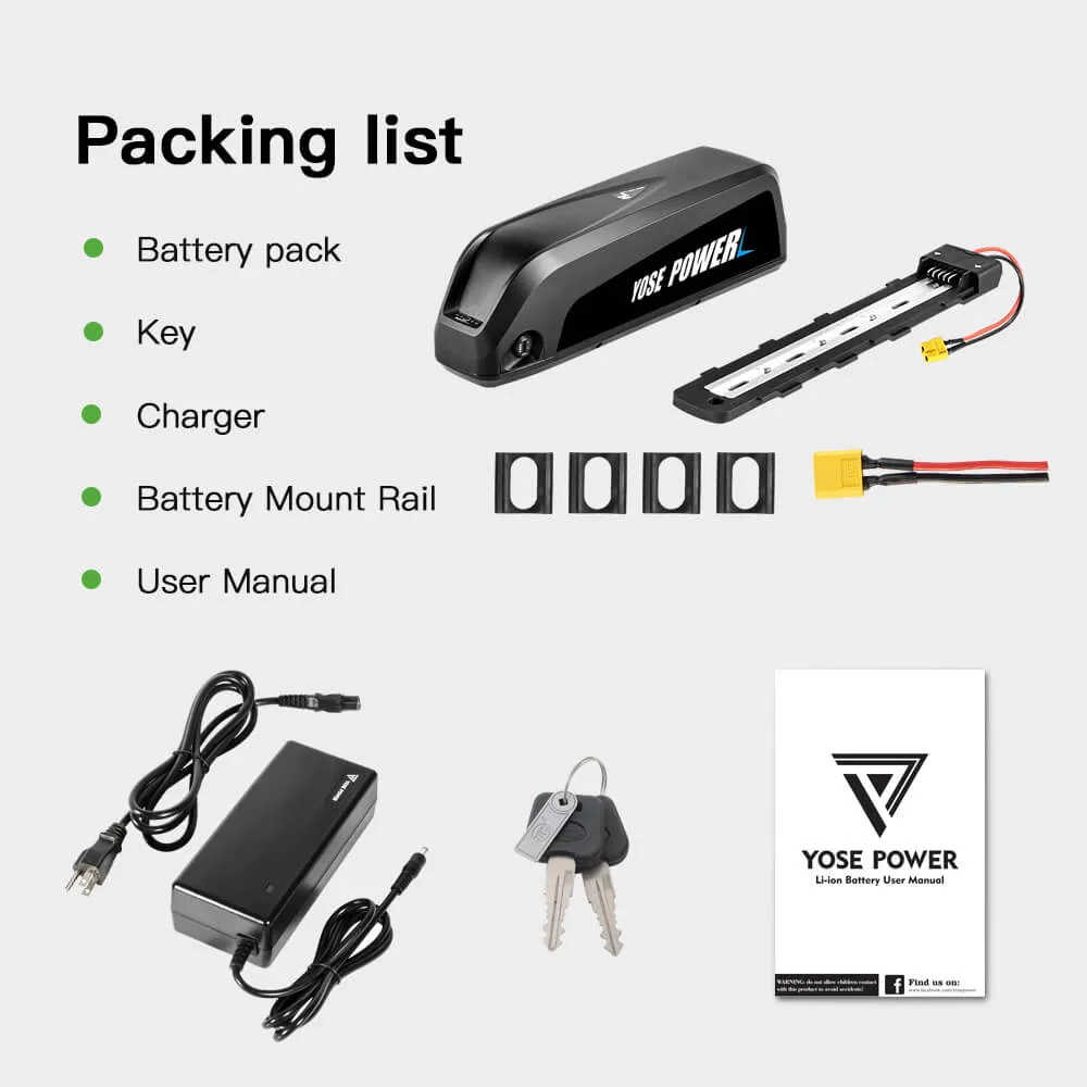 52V 13Ah Hailong G70 Original Cell Li-ion E-Bike Battery with 5 Flat Pin Plug NOT ROUND PINS