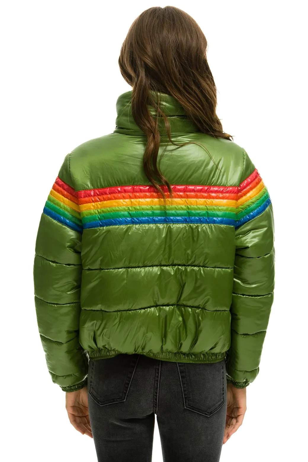 6 STRIPE LUXE APRES PUFFER JACKET - GLOSSY GARDEN GREEN