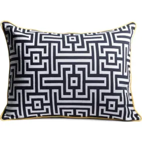 Aesthetic Content Frenzy Woven Lumbar Pillow | Black & White/Marine