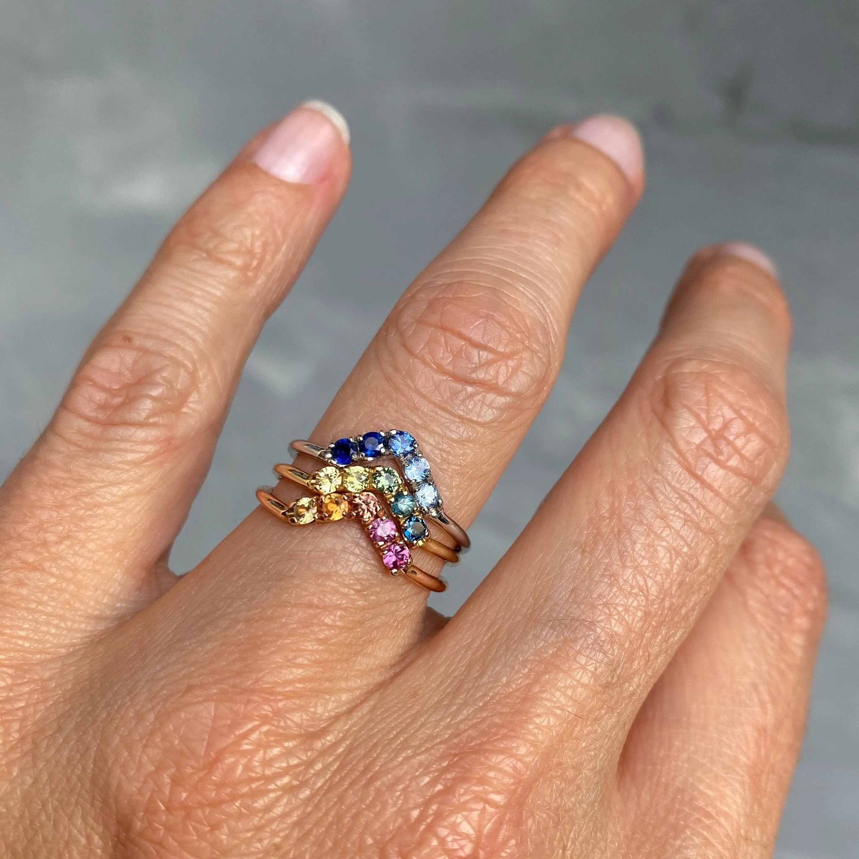 Agave Chev Ombré Sapphire Chevron Ring