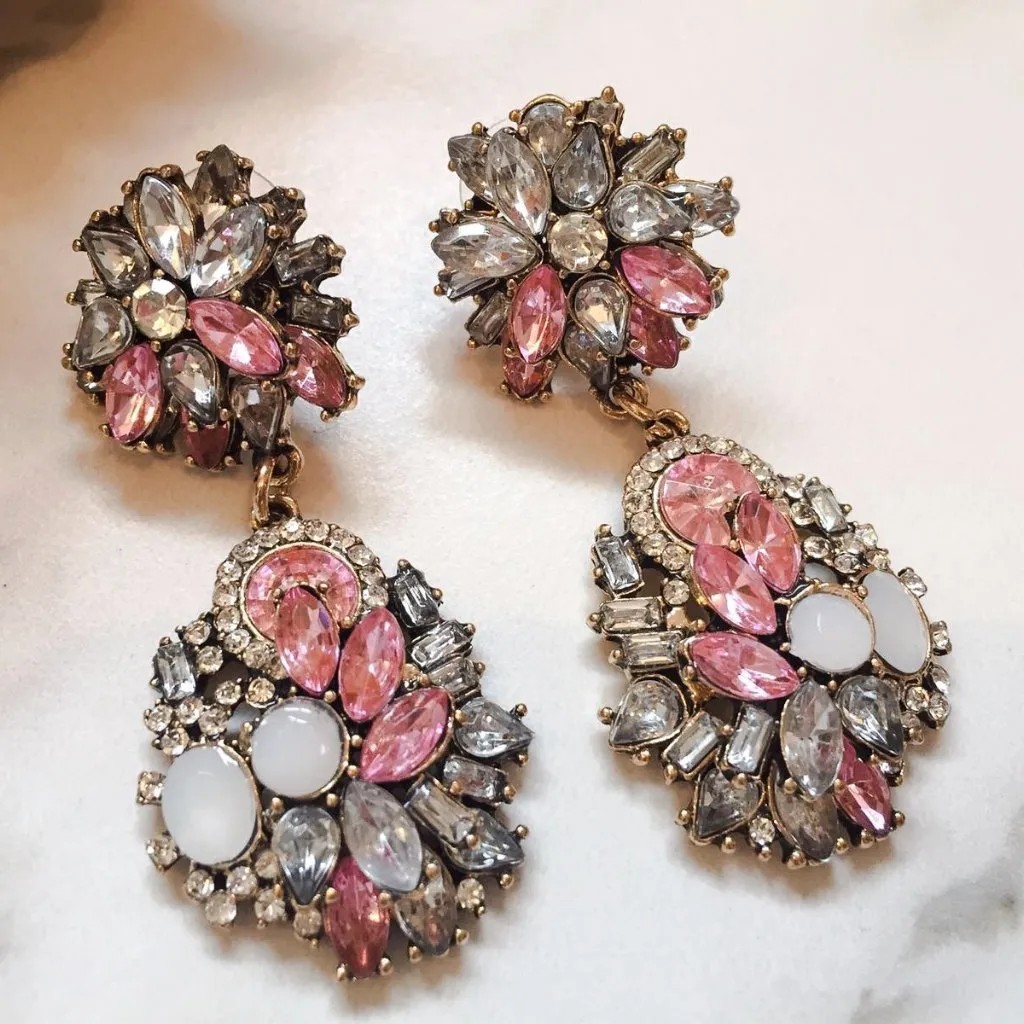 ALISSA Pink Rhinestone Earrings