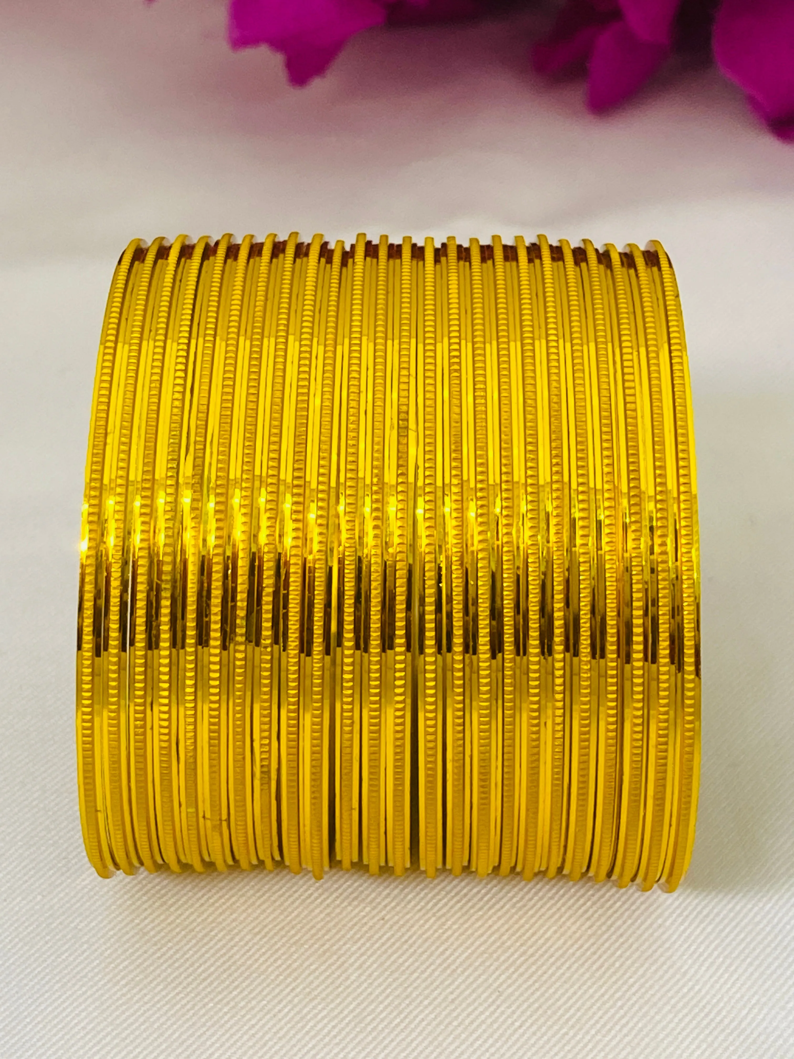 Appealing Yellow Color Plain Metal Bangles