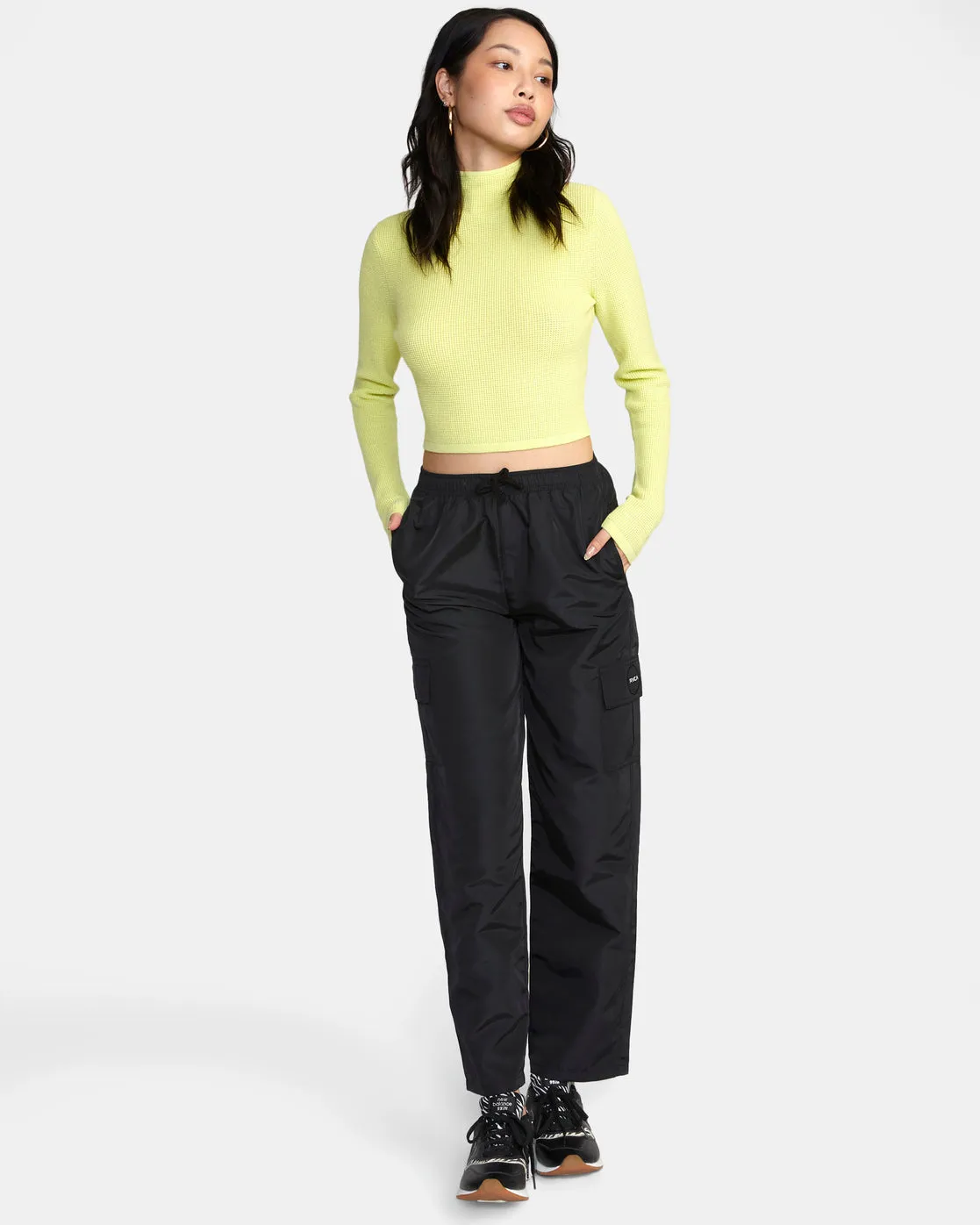 Après Sweater Long Sleeve Crop Top - Lime Yellow