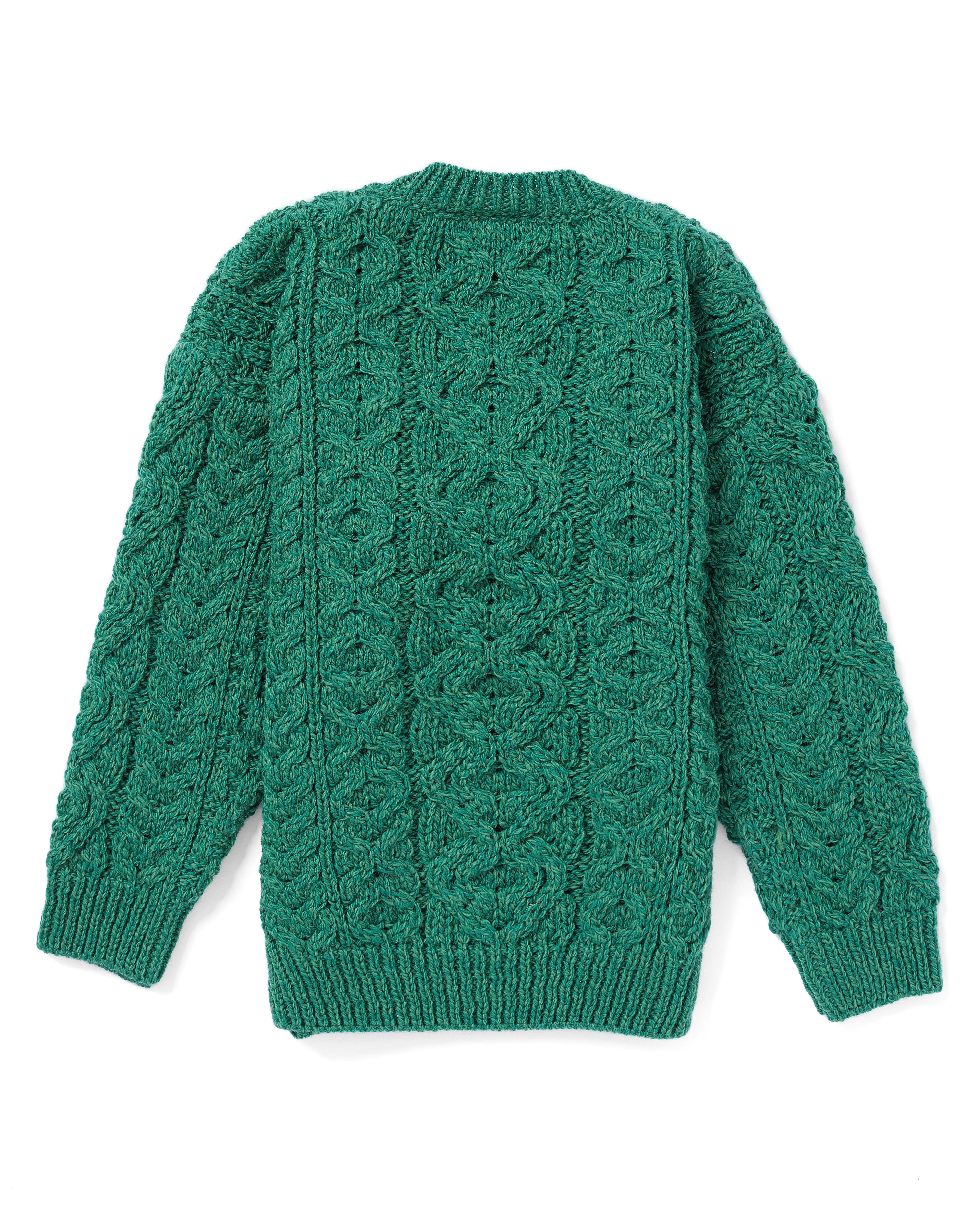 Aran - Children's Trellis Crew Neck Sweater - Green