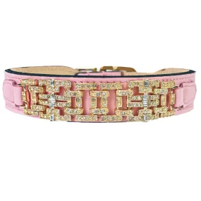 Art Deco Dog Collar in Sweet Pink & Gold