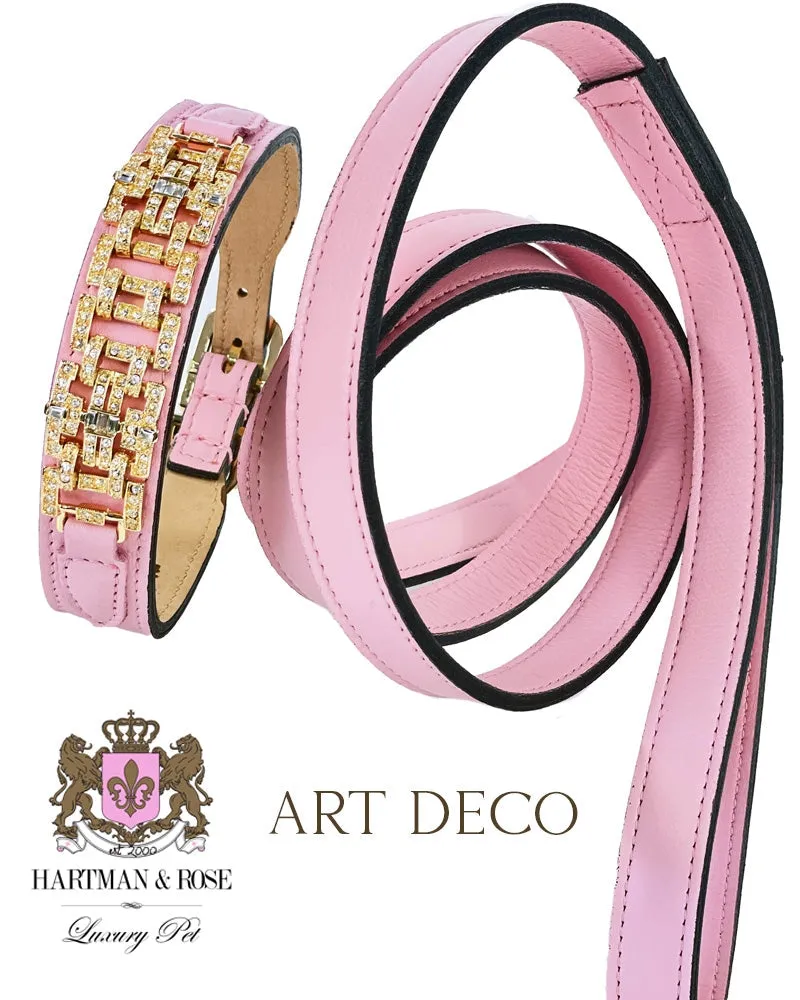 Art Deco Dog Collar in Sweet Pink & Gold