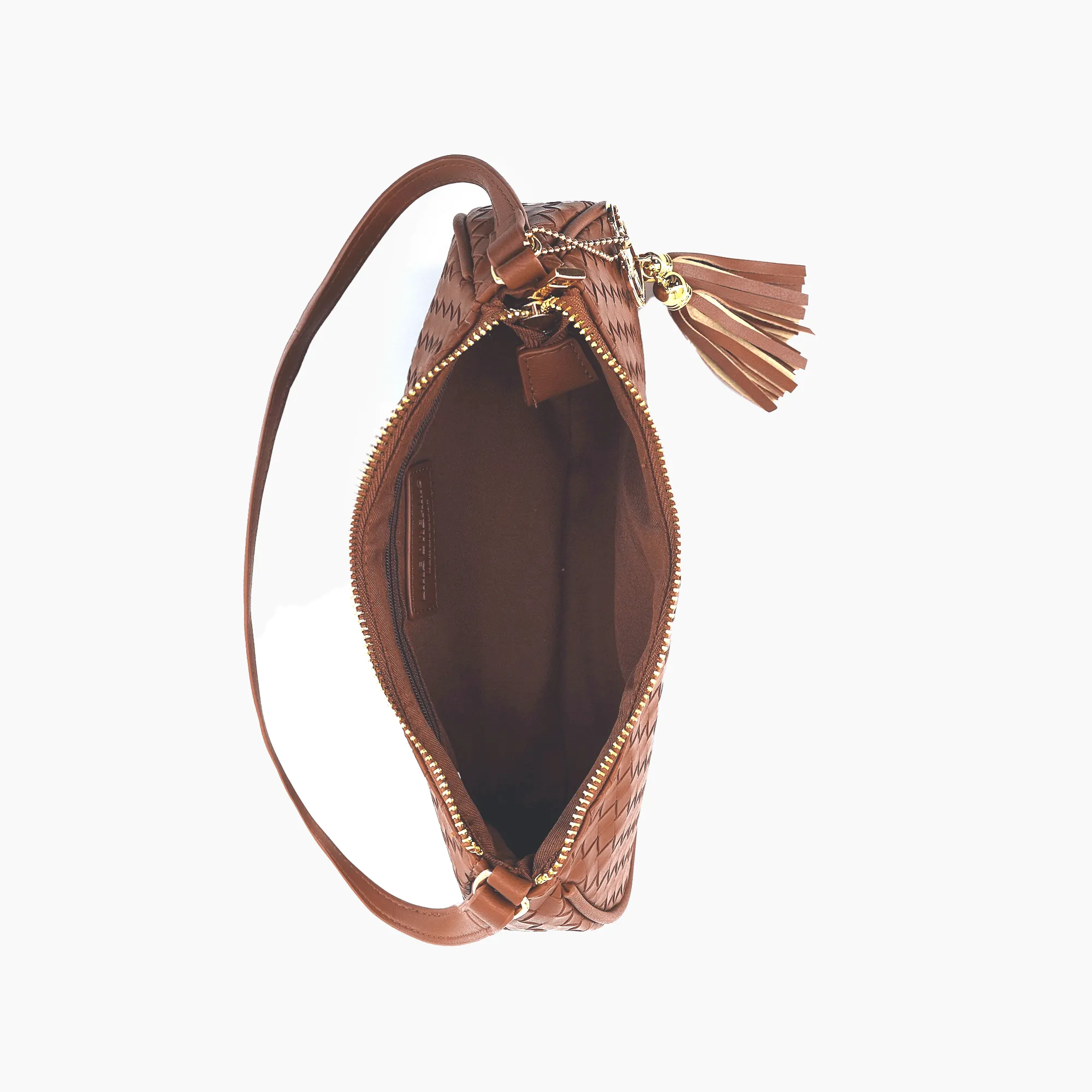 Ash Heart Tassel Woven Shoulder Bag