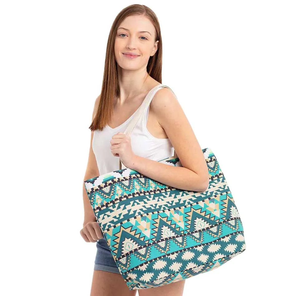 Aztec Pattern Beach Tote Bag