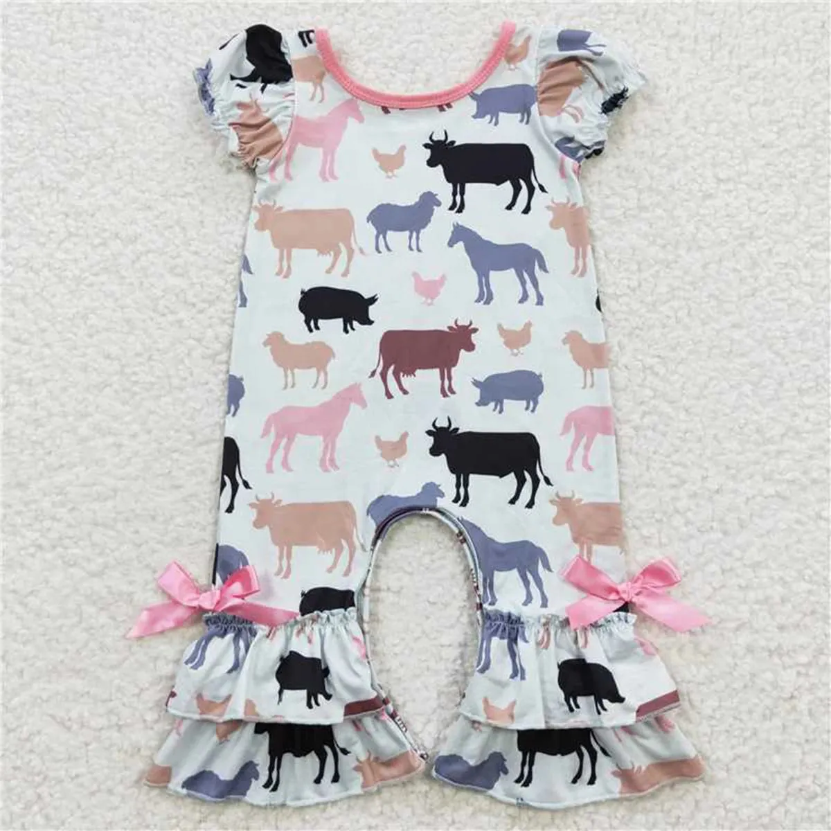 Baby Romper Farm Animals   Ruffles