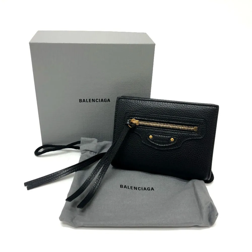 BALENCIAGA Folded wallet 650846 leather black NEOCLASSIC Women Used Authentic