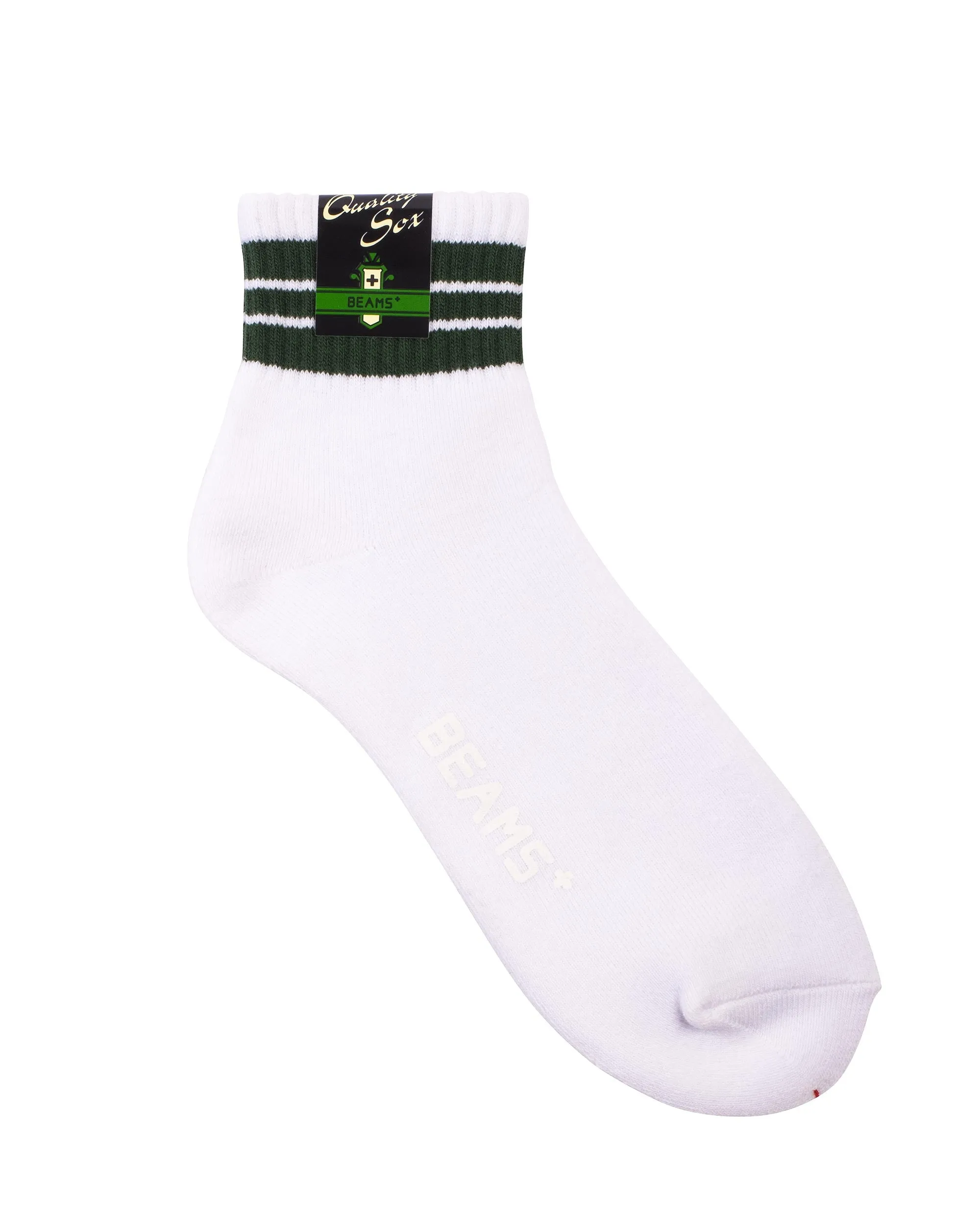 Beams Plus School Boy Sox 1/4 White/Green