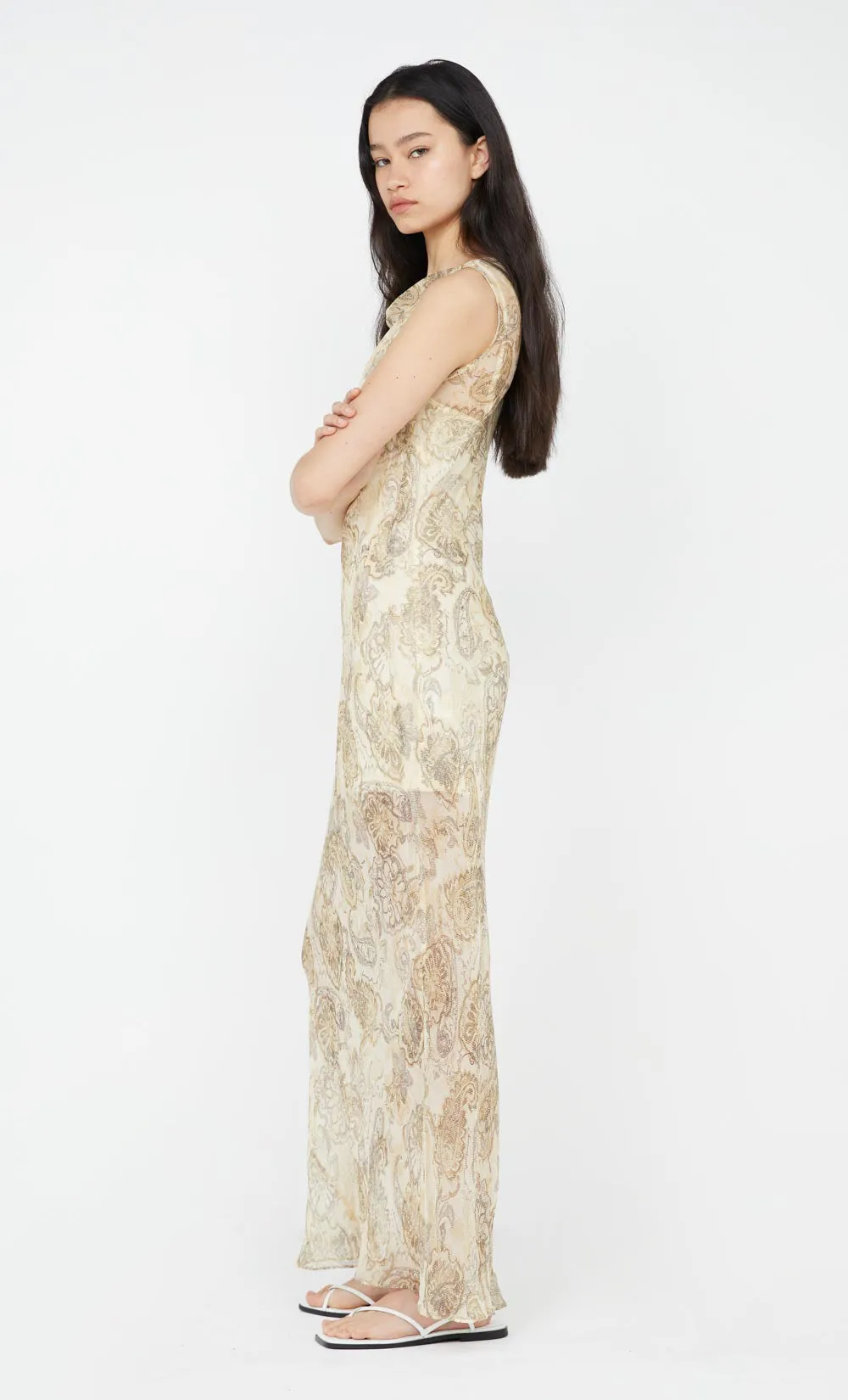 Bec   Bridge - Shyla Boat Neck Dress in Faded Paisley