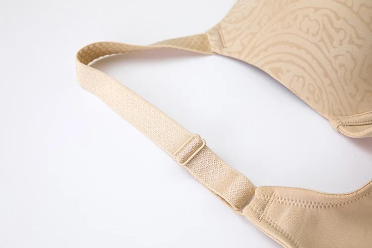 Beige Seamless Full Coverage Lightly Padded Wireless Bra for Women