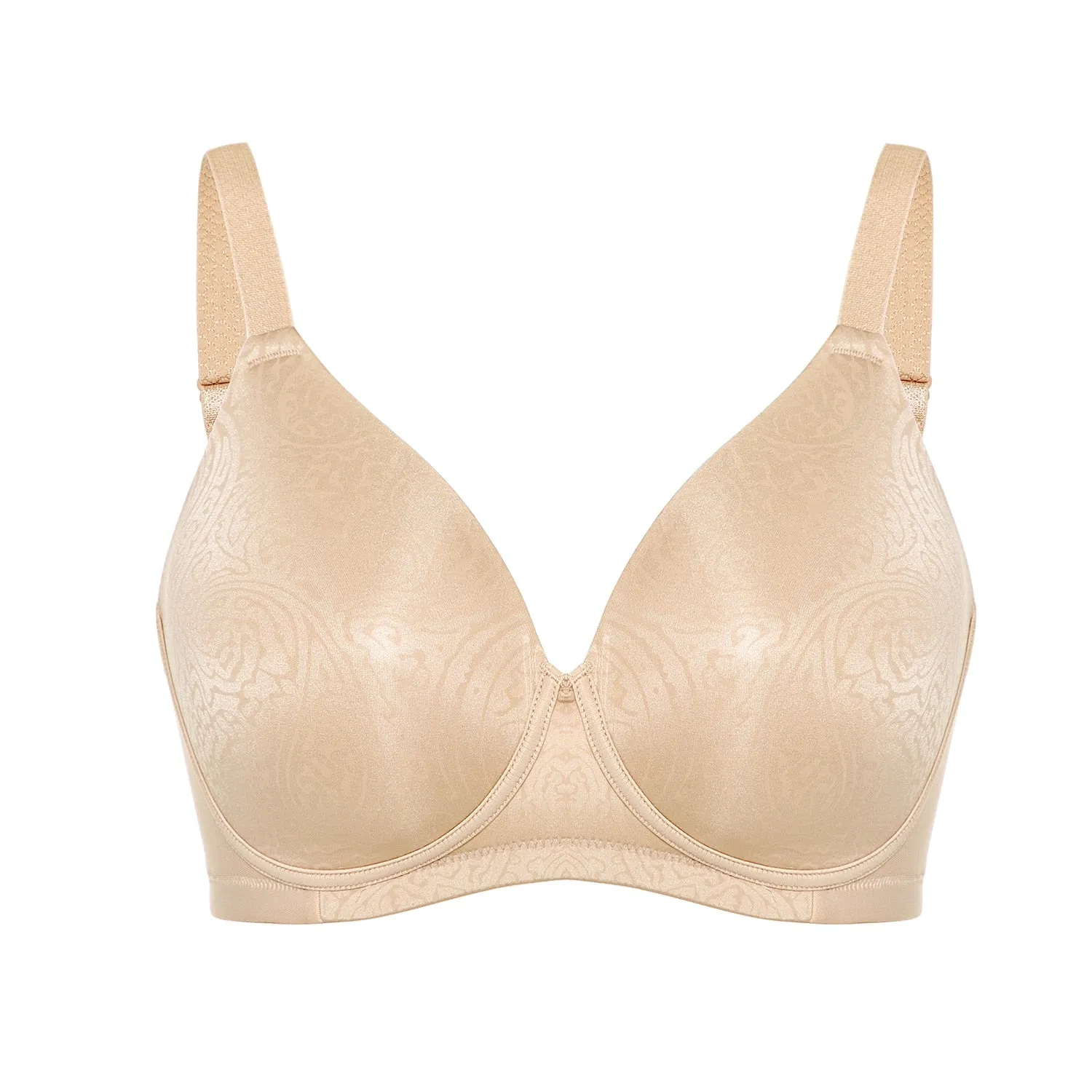 Beige Seamless Full Coverage Lightly Padded Wireless Bra for Women