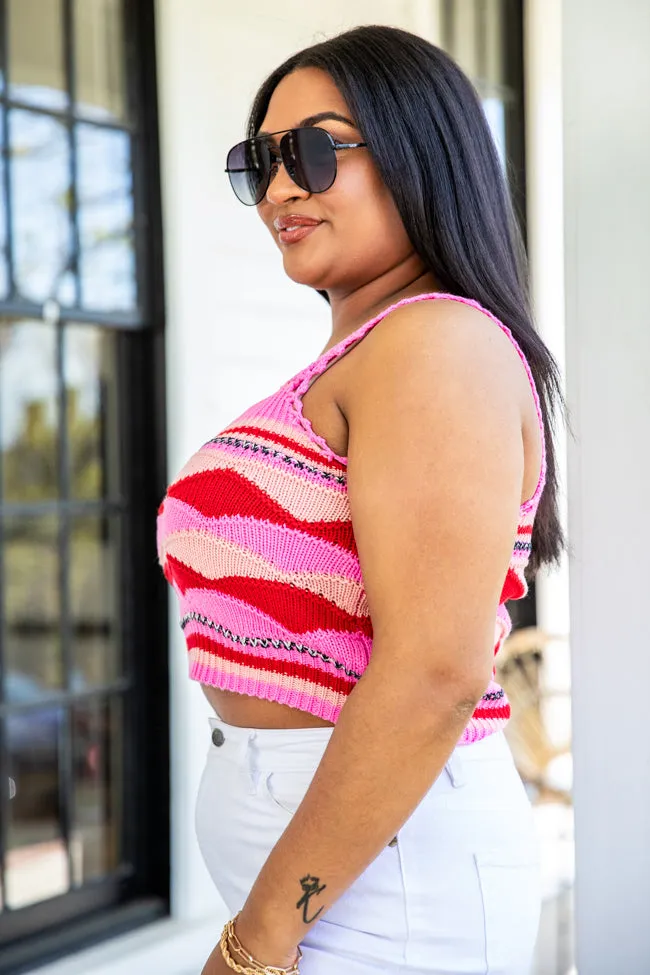 Beyond Ready Pink and Red Patterned Sweater Tank FINAL SALE