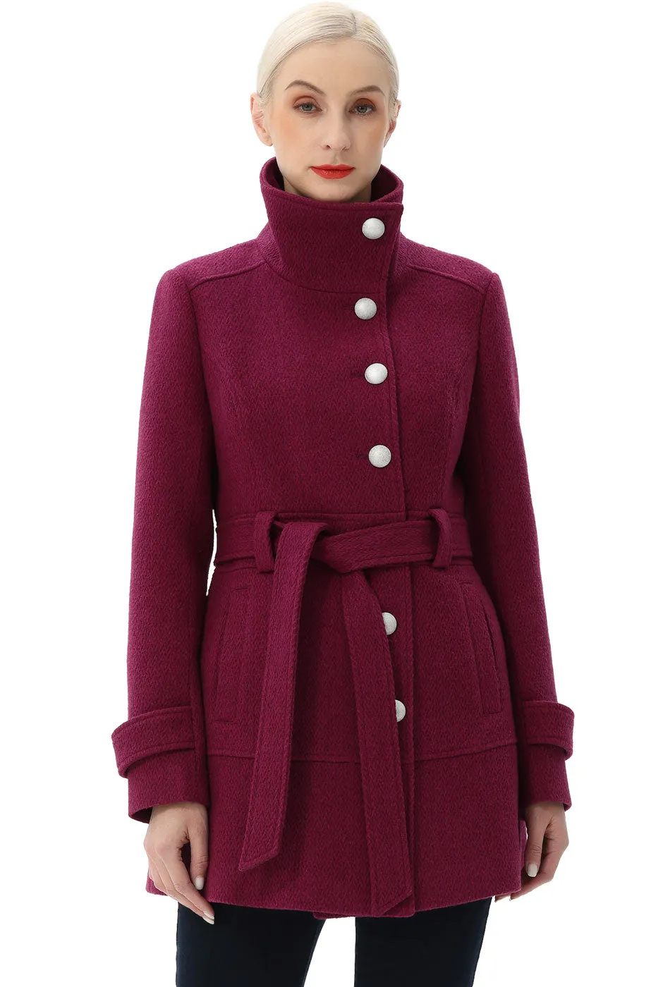 BGSD Women Wool Belted Walking Coat