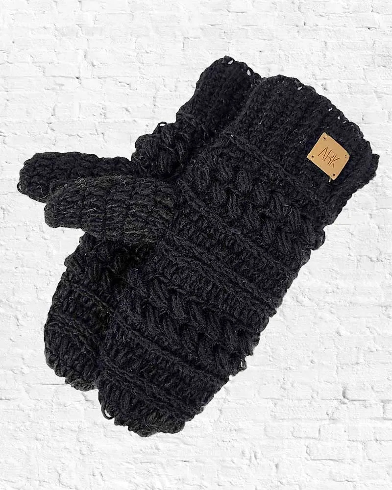 Black Crochet Toscana Mittens