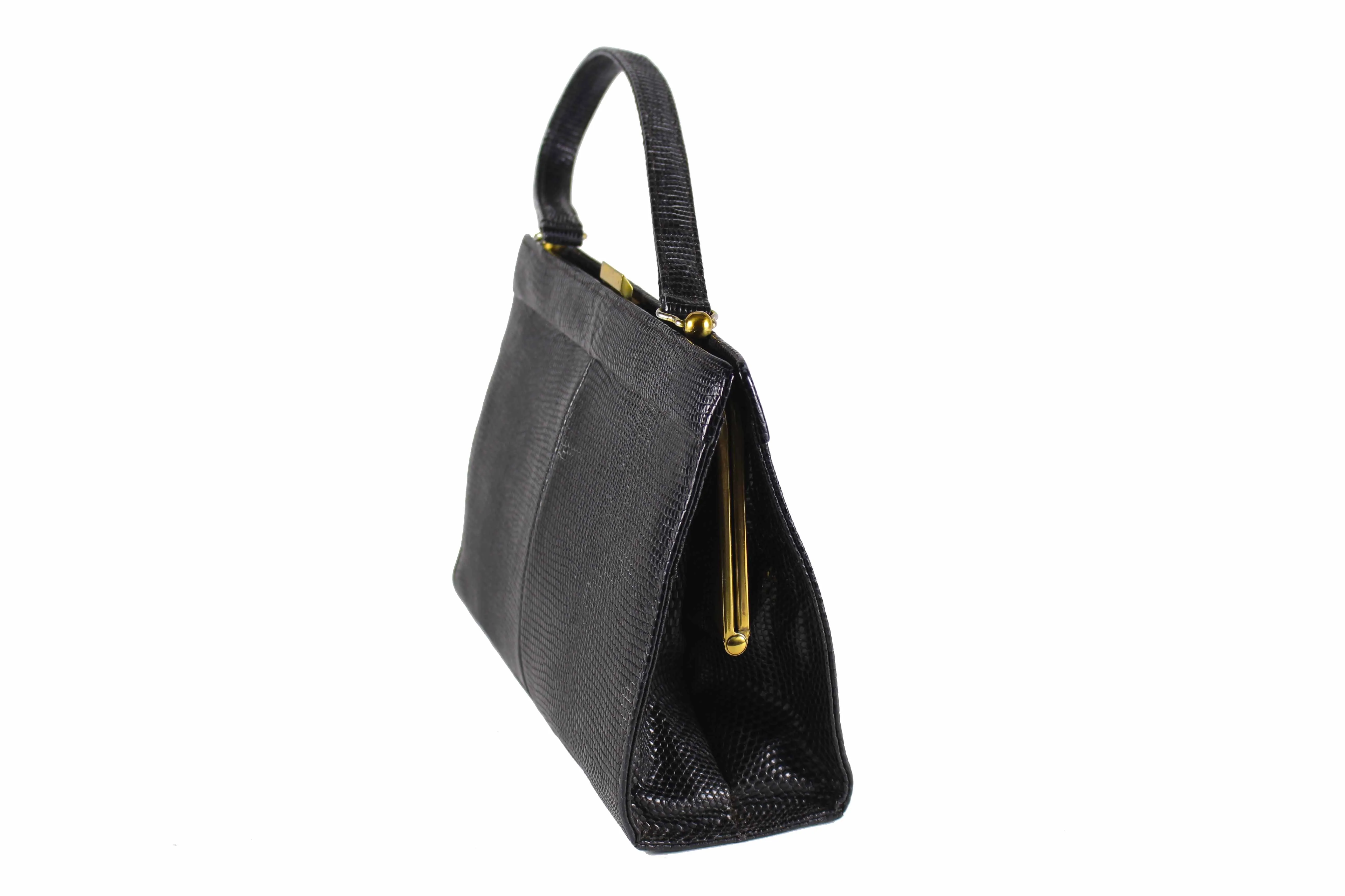 Black lizard skin handbag