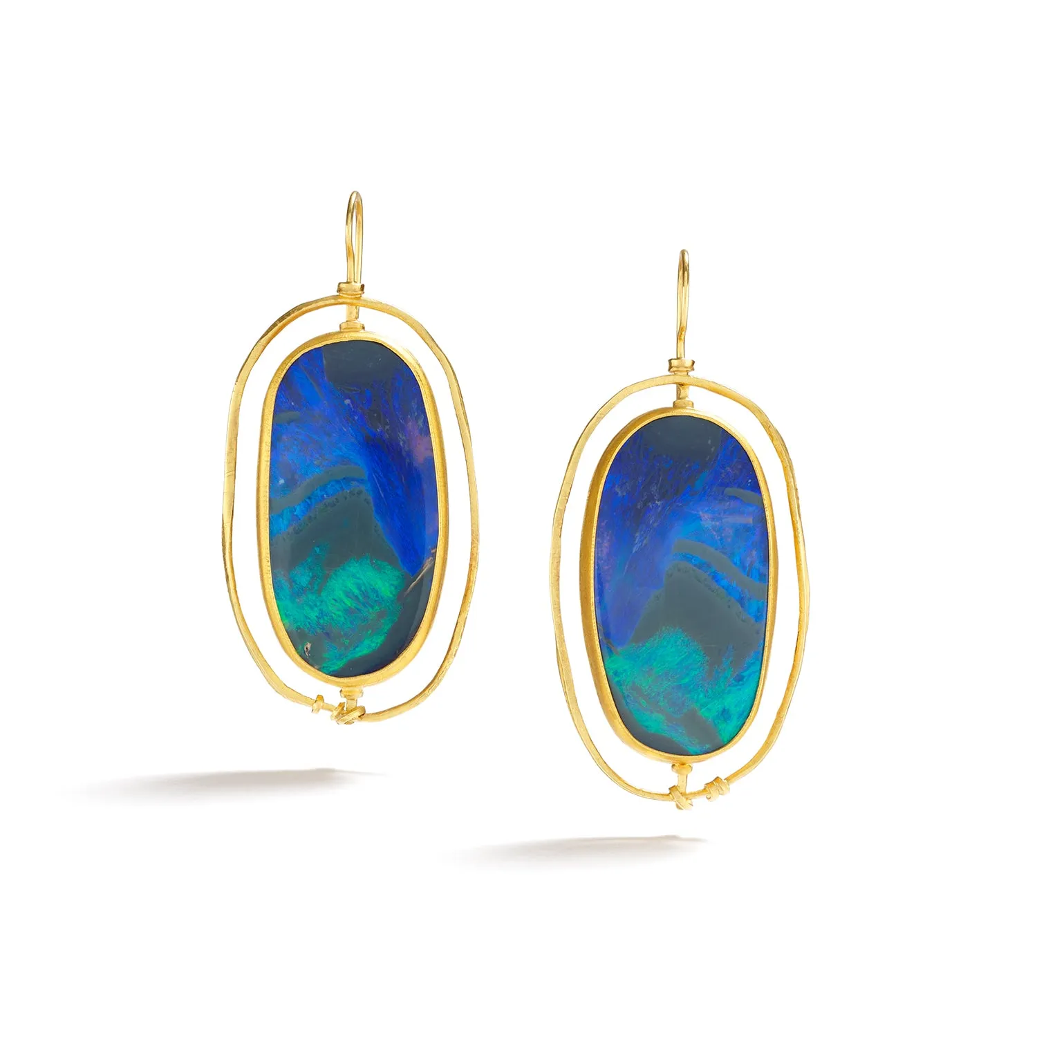 Black Opal Earring on Wire