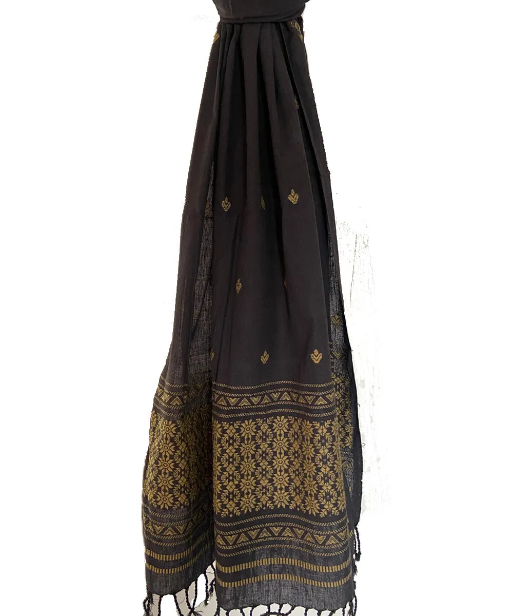 Black yellow handloom silk assam stole