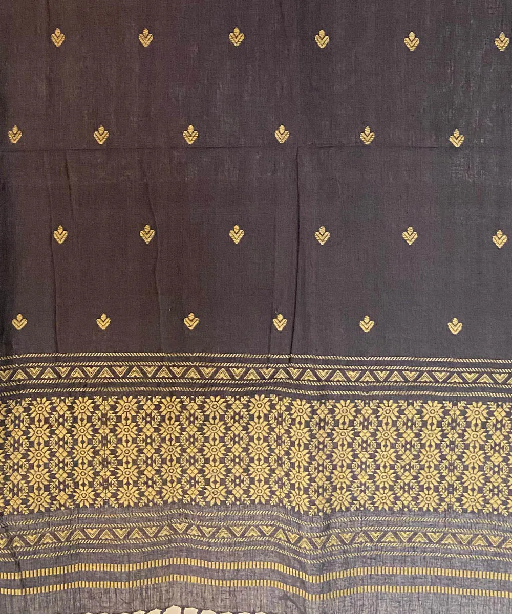 Black yellow handloom silk assam stole