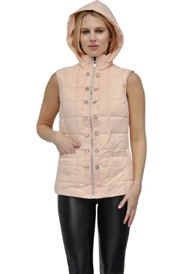 Blush Pink Hooded Down Vest