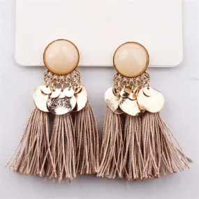 Bohemian Sequins Tassel Earrings for Women Wedding Party Acrylic Beads Statement Drop Earrings Long Vintage Fringing Jewelry