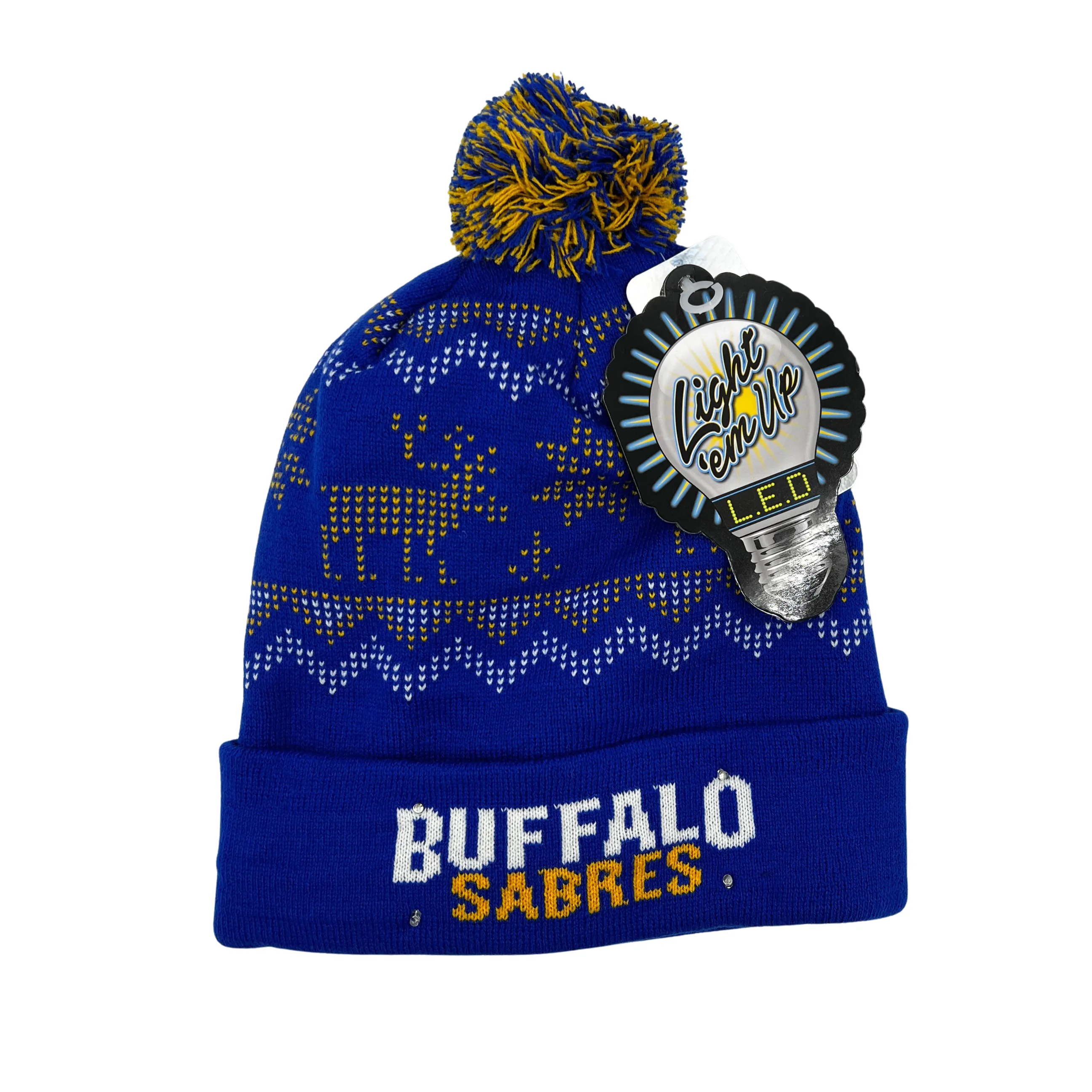 Buffalo Sabres Royal & Gold Light Up Ugly Knit Hat