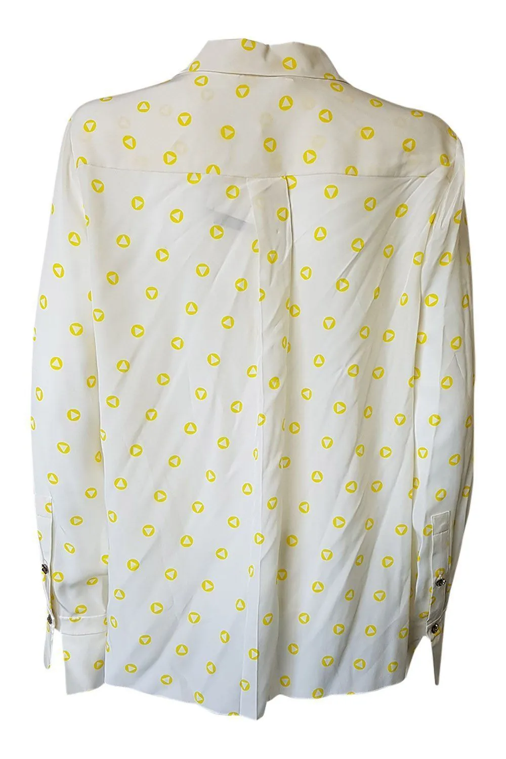 CHLOE 100% Silk Yellow Print Repeat Long Sleeve Shirt (48)