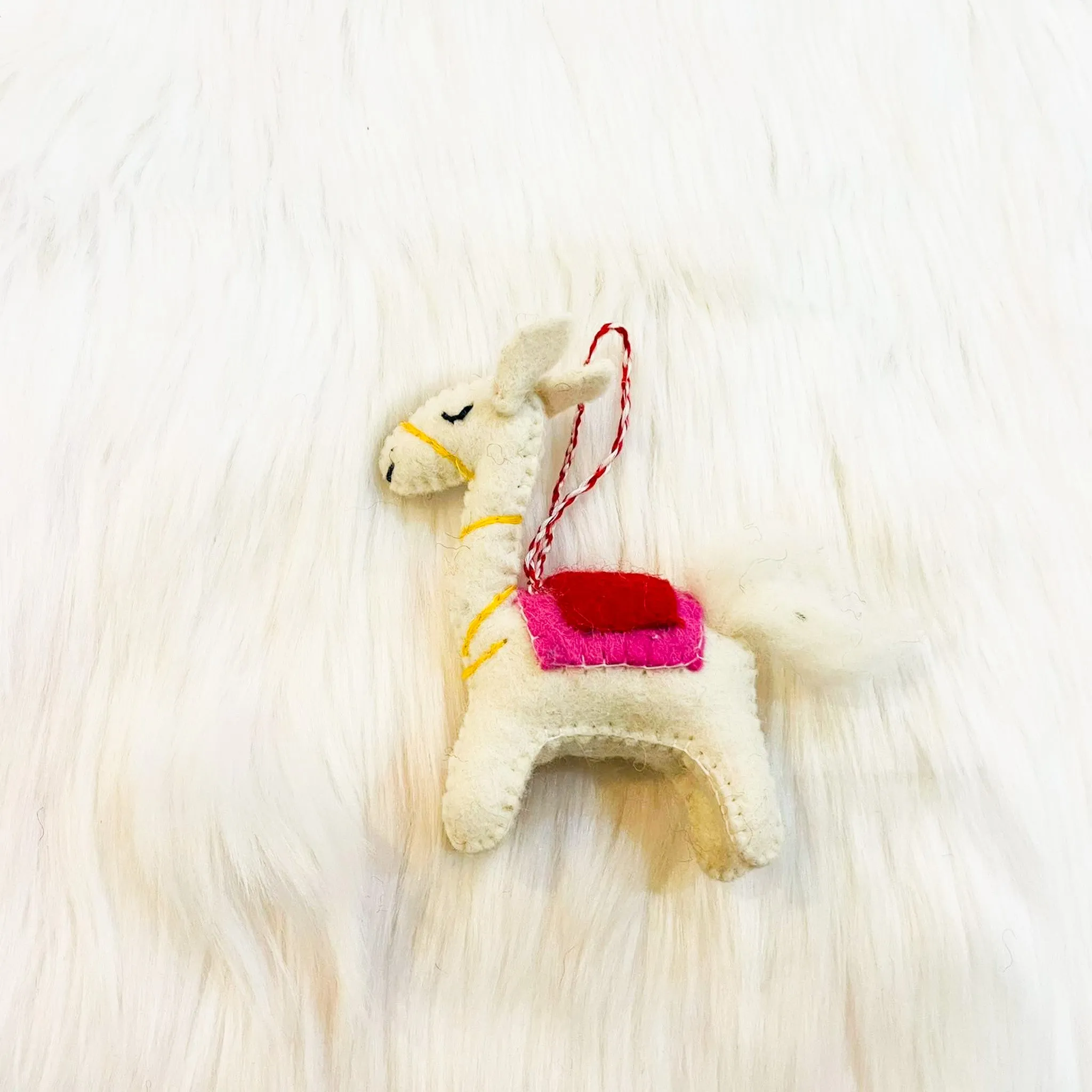 Christmas Llama Felted Ornament