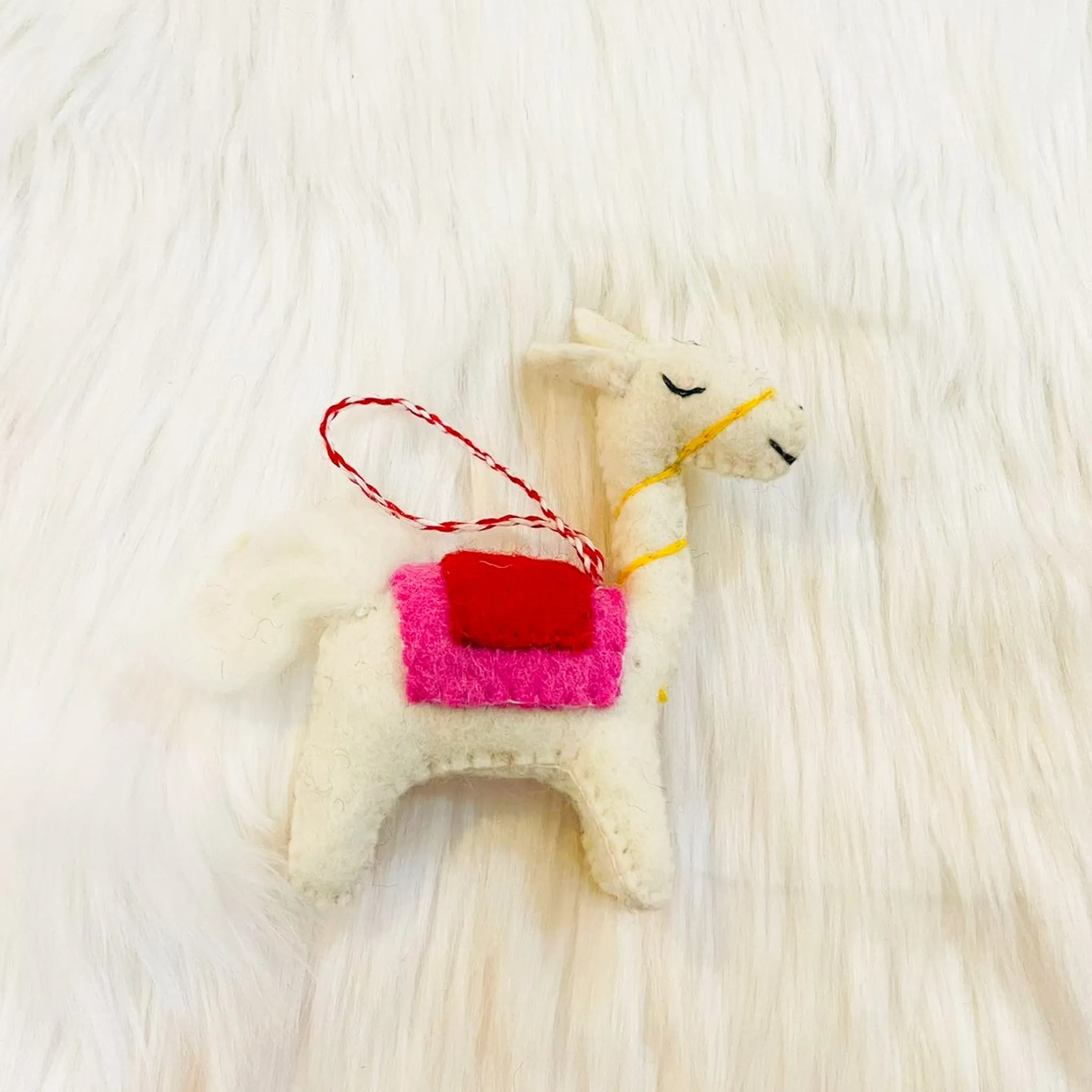 Christmas Llama Felted Ornament