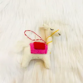 Christmas Llama Felted Ornament