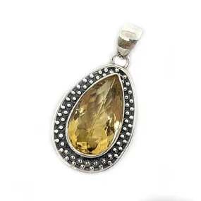 Citrine Teardrop Gypsy Style Pendant