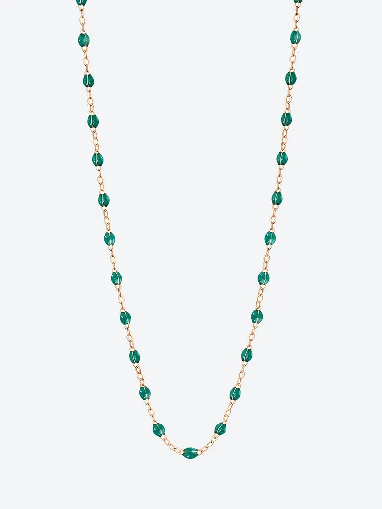 CLASSIC GIGI ROSE GOLD NECKLACE - EMERALD GREEN 45 CM